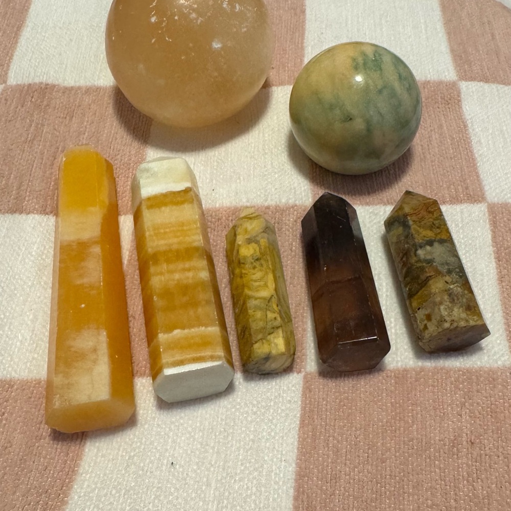 Natural Stone Decorative Set - Orange, Brown, Cream